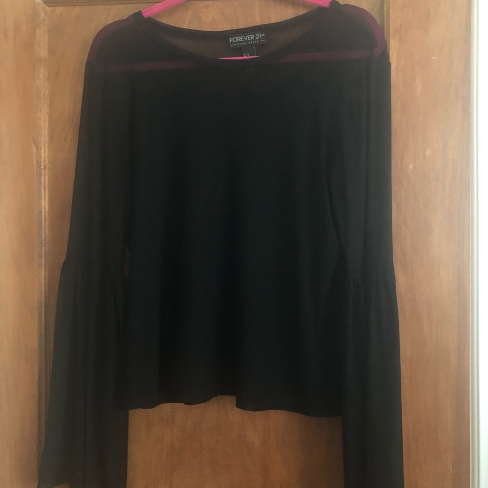 FOREVER 21 Cropped mesh shirt with bell sleeves